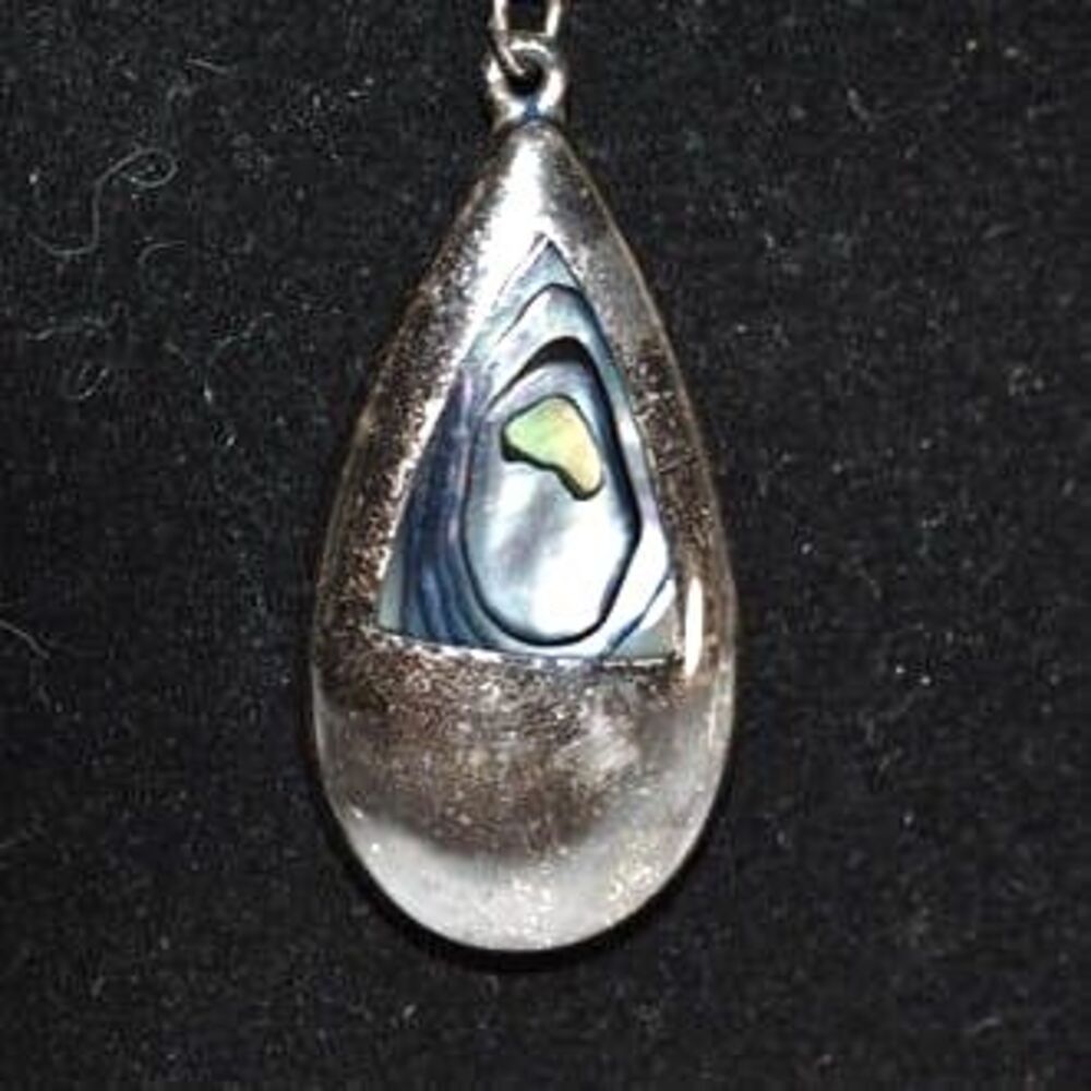 925 Silver Mexico Abalone Vintage 1960's Xs Link 24 in. Chain Pendant  Necklace